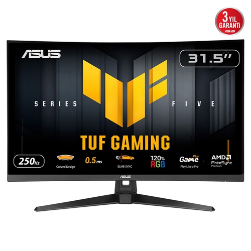 ASUS TUF GAMING VG32VQM5B 31,5" 0,5ms, 250Hz, FullHD Curved, DP, 2xHDMI, VA Panel, 1500R, Display Widget Center, GAMING Monitör