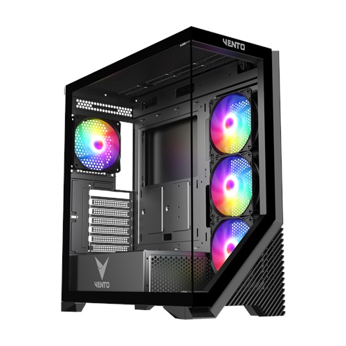 VENTO VG4202FL Mid Tower, 750W 80+ Siyah, Temperli Cam, RGB, ATX GAMING KASA